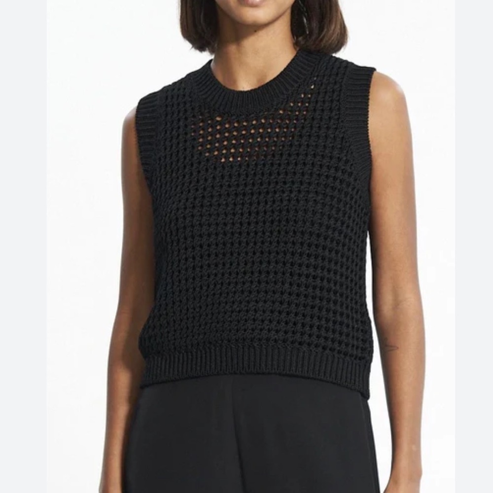 Theory Mayleen Open-Stitch Knit Sweater Top Medium